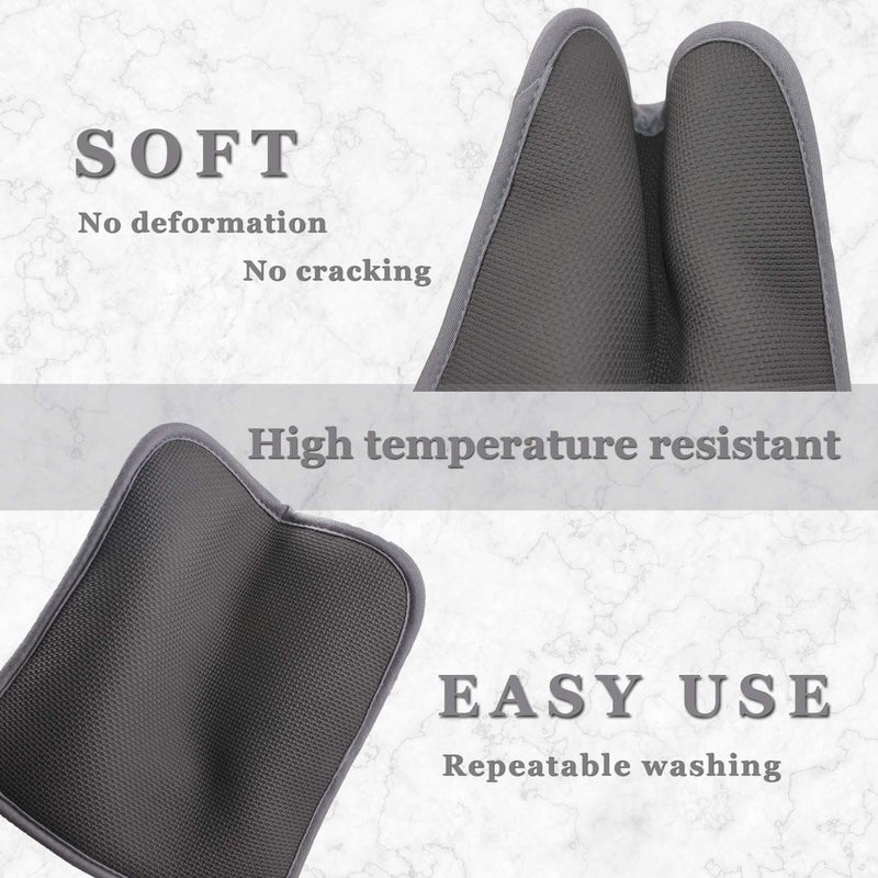 YEKOO 2 PCS Gray Pot Holders Sets for Kitchen Heat Resistant Oven Hot Pads with Pockets Non Slip Soft Grip Potholders for Baking Cooking 8"x8.5" - Image 5